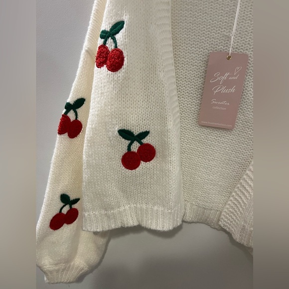 Love Tree Cherry Embroidered Knit Cardigan - Picture 6 of 10